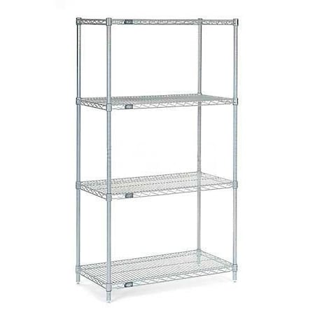 Nexelate Wire Shelving Starter Unit, Silver Epoxy, 24W X 21D X 74H